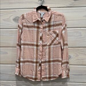 Arizona Jean Company Pink Plaid Button Down Shirt